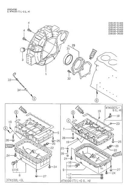 FLYWHEEL HOUSING & OIL SUMP (4TN100L-GL) FLYWHEEL HOUSING & OIL SUMP (4TN100L-GL)