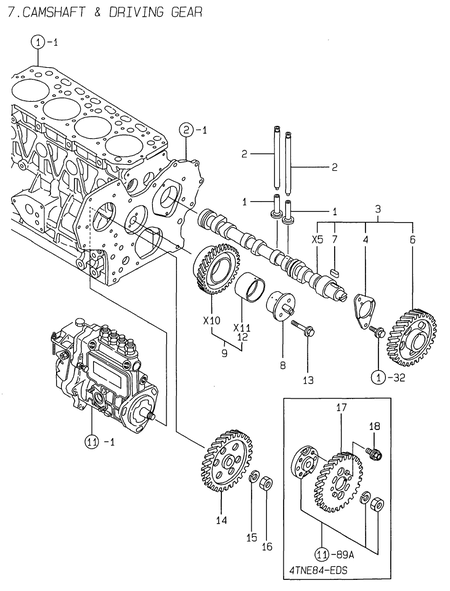 CAMSHAFT & DRIVING GEAR (4TNE84-DS)