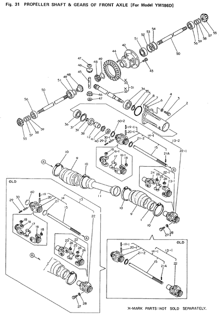 PROPELLER SHAFT & F. AXLE GEAR (YM186 (FLOOR)