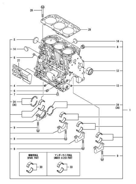 CYLINDER BLOCK (3TNV88-XKRY2C) CYLINDER BLOCK (3TNV88-XKRY2C)