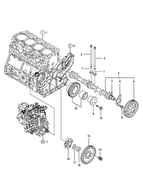 CAMSHAFT & DRIVING GEAR (4TNV106T-GGE) CAMSHAFT & DRIVING GEAR (4TNV106T-GGE)