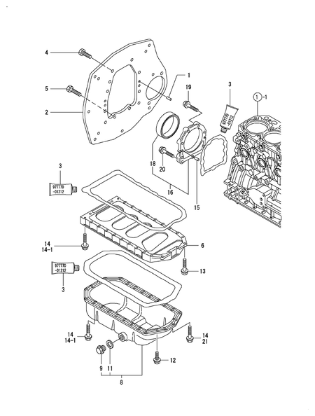 MOUNTING FLANGE & OIL SUMP (4TNV84T-GKL) MOUNTING FLANGE & OIL SUMP (4TNV84T-GKL)
