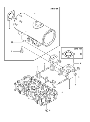 EXHAUST MANIFOLD (3TNV70-GGE) EXHAUST MANIFOLD (3TNV70-GGE)