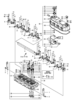 CYLINDER HEAD & BONNET (4TNV84T-BGGE) CYLINDER HEAD & BONNET (4TNV84T-BGGE)