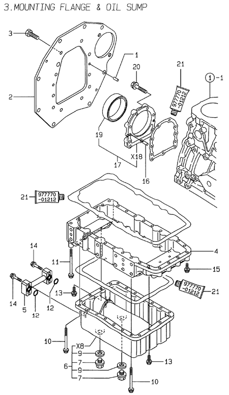 MOUNTING FLANGE & OIL SUMP (4TNE88-ELAN) MOUNTING FLANGE & OIL SUMP (4TNE88-ELAN)