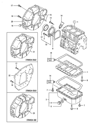 FLYWHEEL HOUSING & OIL SUMP (3TNV82A-DSA)