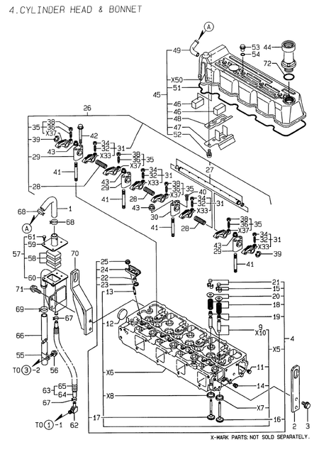CYLINDER HEAD & BONNET (4TNE106T-GE)