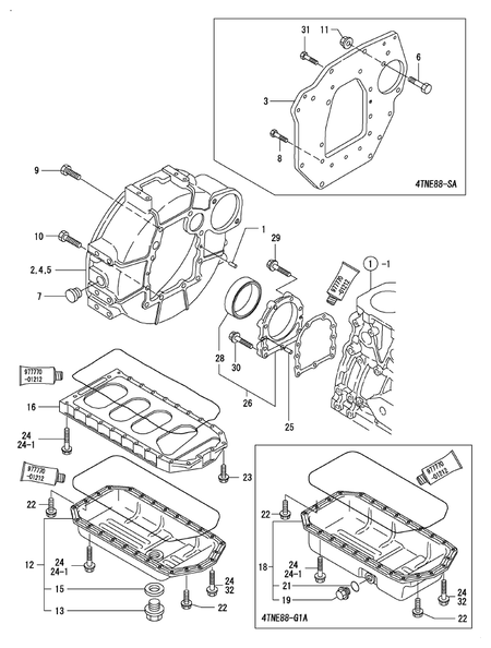 FLYWHEEL HOUSING & OIL SUMP (4TNE88-SA)