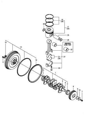 CRANKSHAFT & PISTON (4TNV98C-XNRA) CRANKSHAFT & PISTON (4TNV98C-XNRA)