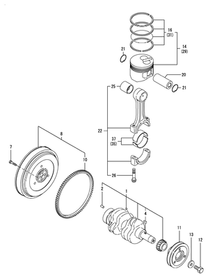 CRANKSHAFT & PISTON (2TNV70-HGE) CRANKSHAFT & PISTON (2TNV70-HGE)