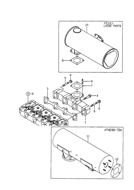 EXHAUST MANIFOLD & SILENCER (4TNE98-TBZ) EXHAUST MANIFOLD & SILENCER (4TNE98-TBZ)