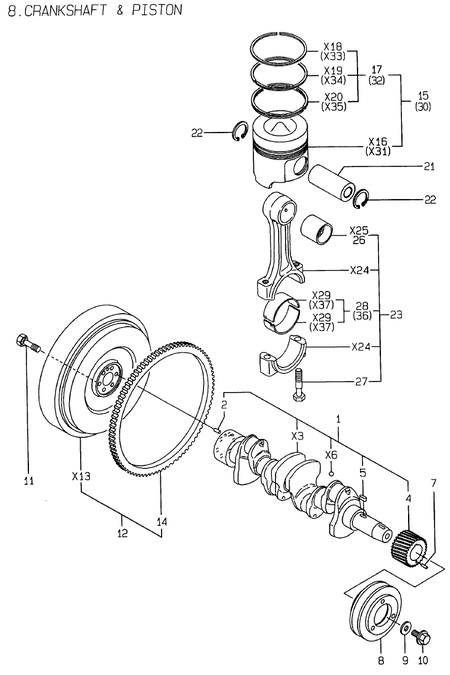 CRANKSHAFT & PISTON (4TNE88-EMS)