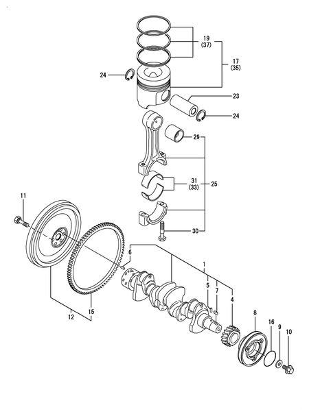 CRANKSHAFT & PISTON (4TNE94-EIK)
