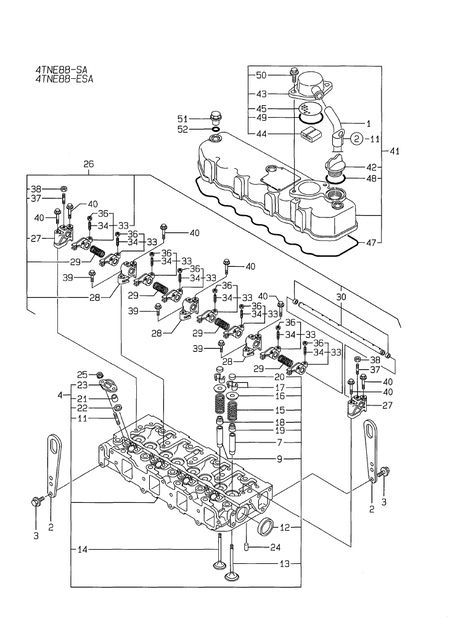 CYLINDER HEAD & BONNET (4TNE88-EG1A)