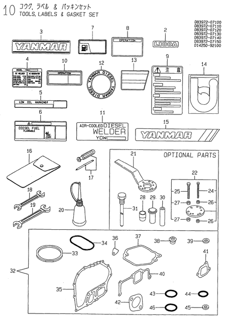 TOOLS,LABELS & GASKET SET (YDW190E-6EB)