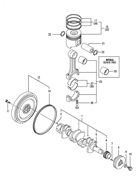 CRANKSHAFT & PISTON (4TNV84T-BGKL)