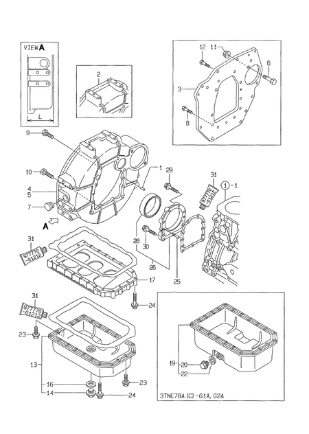 FLYWHEEL HOUSING & OIL SUMP (3TNE78A-G2A)