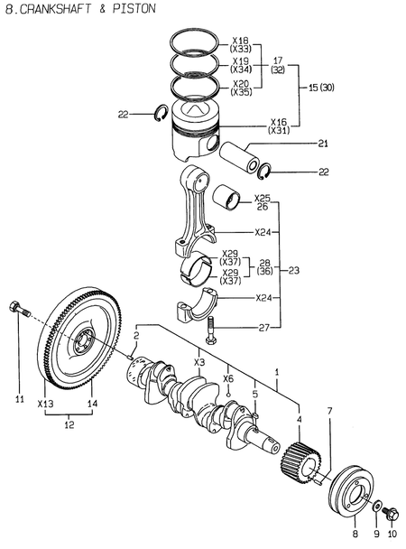 CRANKSHAFT & PISTON (4TNE88-EHP) CRANKSHAFT & PISTON (4TNE88-EHP)