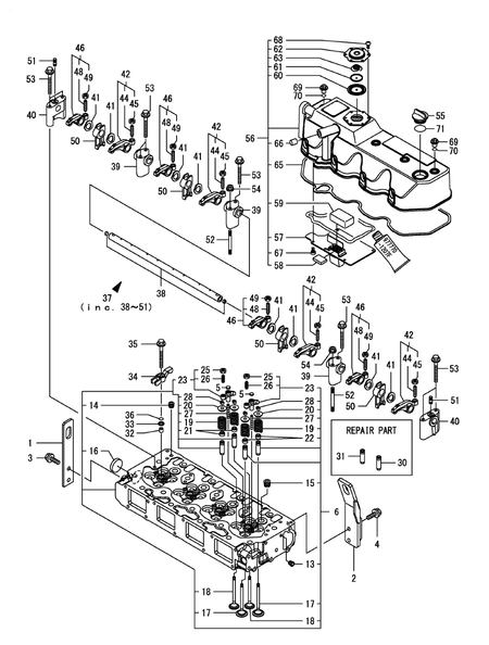 CYLINDER HEAD & BONNET (4TNV106-GGE2)