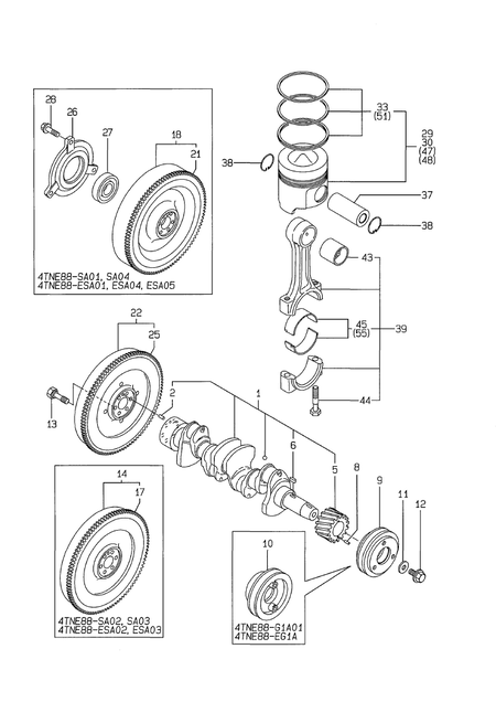 CRANKSHAFT & PISTON (4TNE88-EG1A)