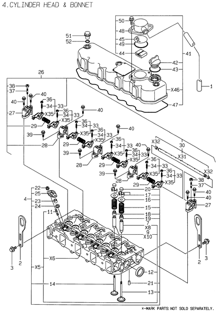 CYLINDER HEAD & BONNET (4TNE88-ELAN)