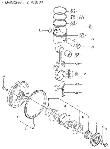 CRANKSHAFT & PISTON (4TNE98-KM)