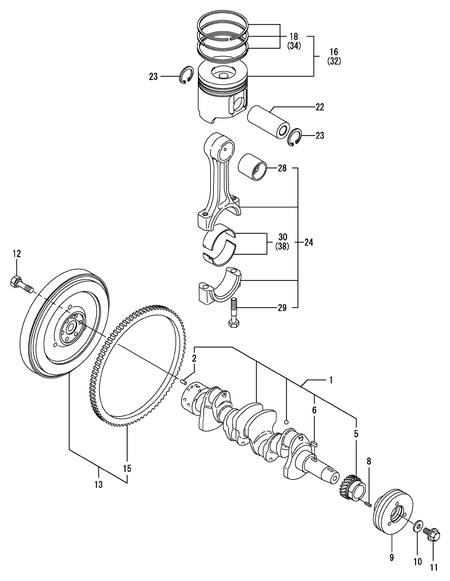 CRANKSHAFT & PISTON (4TNV88-PNS)