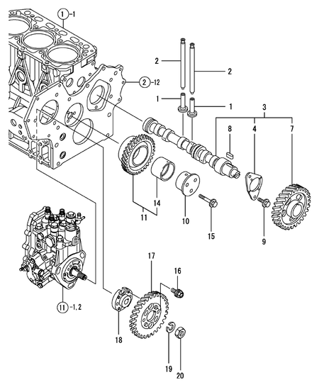 CAMSHAFT & DRIVING GEAR (3TNV88-NNS)