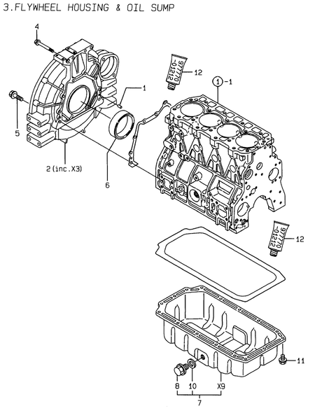 FLYWHEEL HOUSING & OIL SUMP (4TNE94-DBW)