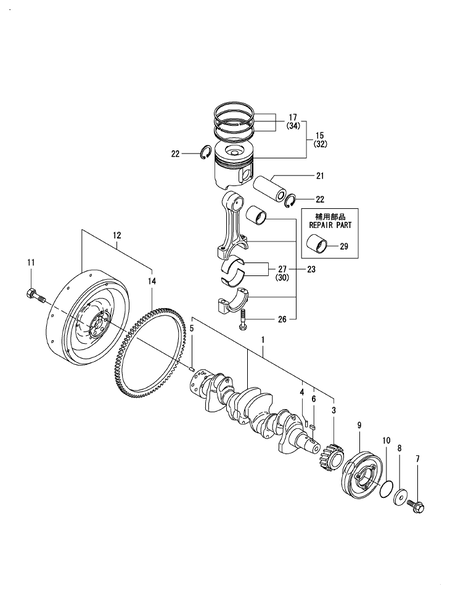 CRANKSHAFT & PISTON (4TNV106-GGEHC)