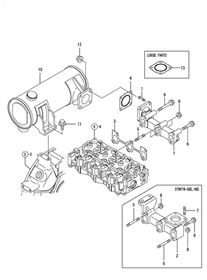 EXHAUST MANIFOLD & SILENCER (3TNV76-HGE) EXHAUST MANIFOLD & SILENCER (3TNV76-HGE)