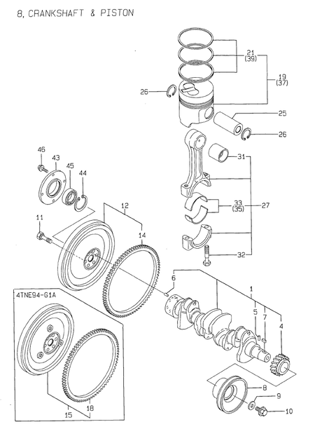 CRANKSHAFT & PISTON (4TNE94-G1A)