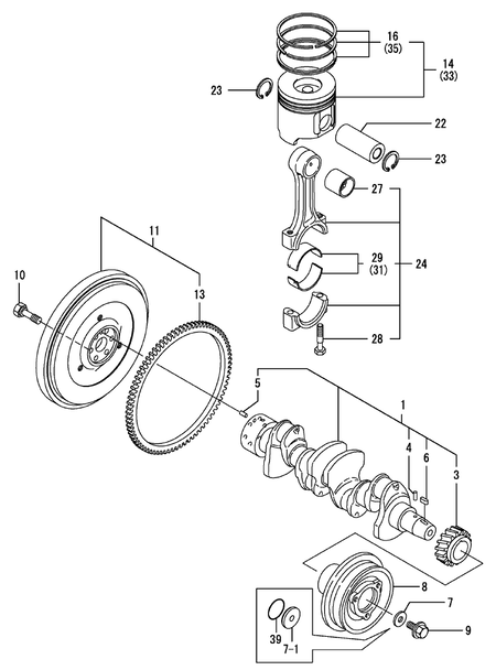 CRANKSHAFT & PISTON (4TNV106TXTBL)