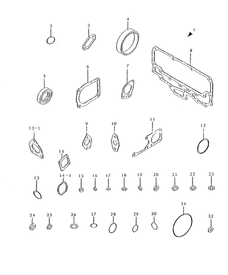 GASKET SET(CYLINDER BLOCK) (4TN100L-FA)