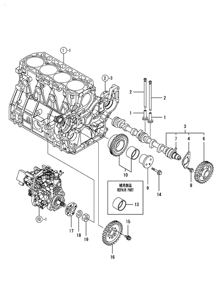 CAMSHAFT & DRIVING GEAR (4TNV98T-ZSLY)