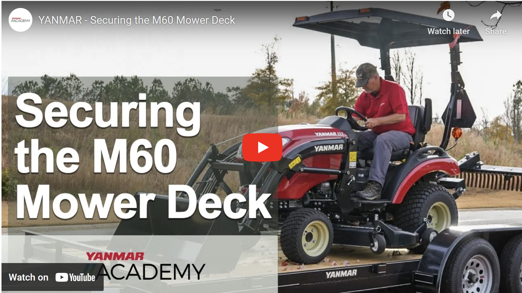 Securing the M60 Mower Deck