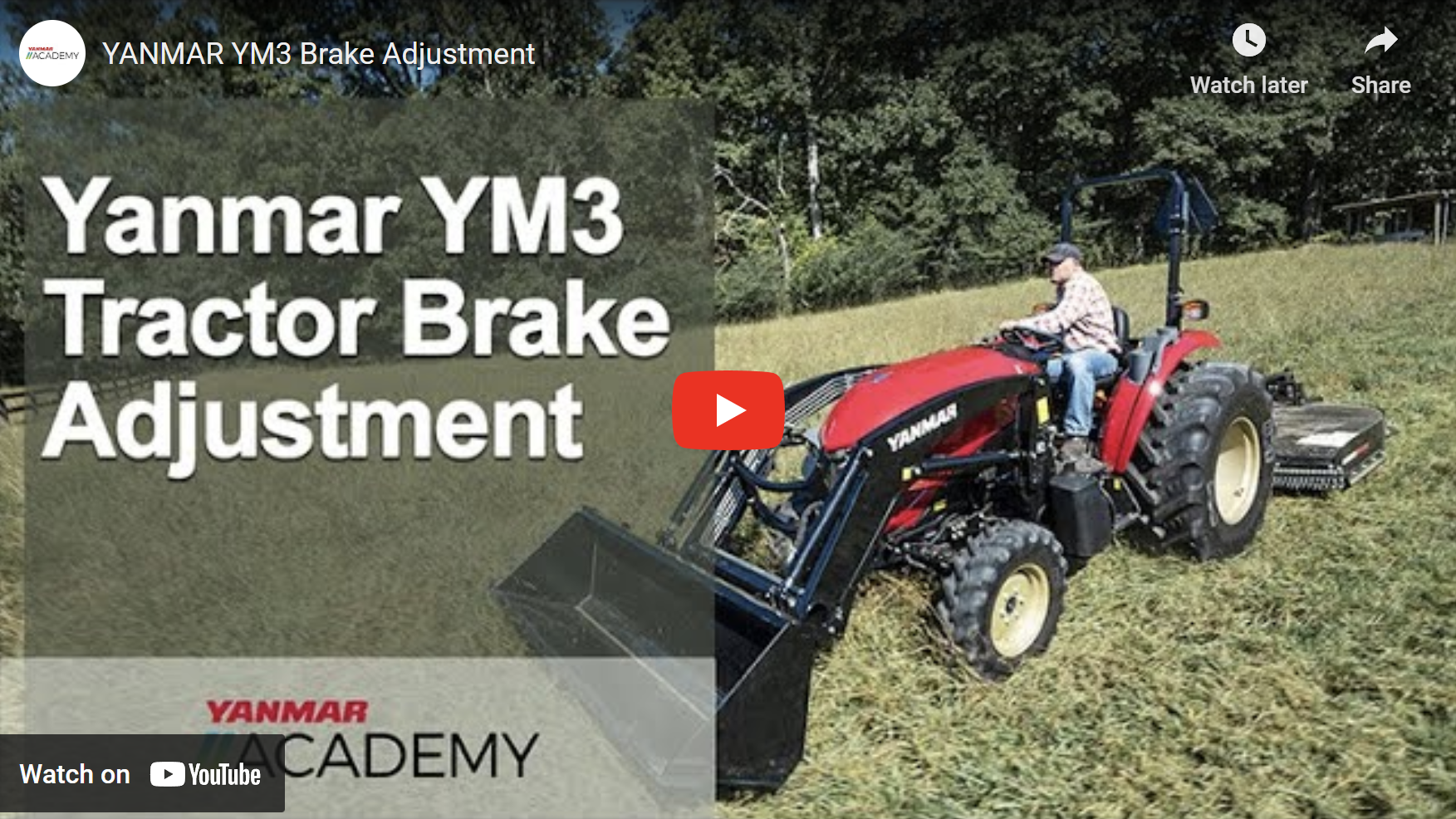 Yanmar YM3 Brake Adjustment